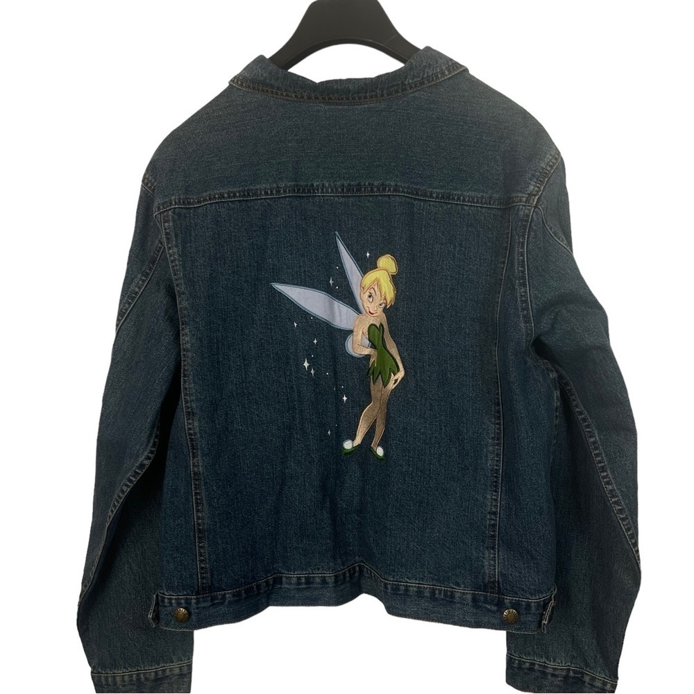 Disney Tinkerbell Jean Jacket Womens XXL Mickey Theme Park Movie Trivia